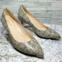 【未使用級】✨COLE HAAN 24cm パンプス パイソン グレー 7B