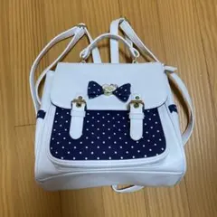 リボン付きホワイト・ネイビーリュック　女児