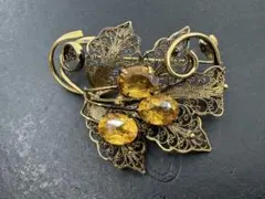 M6566 水晶　ブローチ　ヴィンテージ アクセサリー