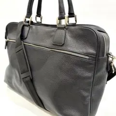 美品 アンドレアロッシ 二層 2way ビジネスバッグ オールレザー ネイビー