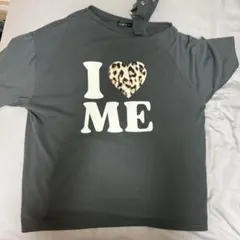 I ❤️ ME ヒョウ柄ハート Tシャツ グレーのサムネイル