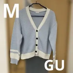 GU水色 Vネックカーディガン MバイカラーVネックカーディガン(長袖)YG+X