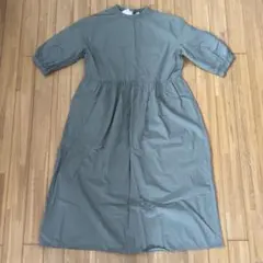 リンネル　シャンブル　グレー シャツワンピース 七分袖のサムネイル
