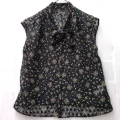 ナチュラルビューティーベーシック花柄シフォンノースリーブトップス 
