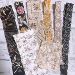 はぎれ　インド刺繍リボン　パック　3m30以上NO 101 インド刺繍生地