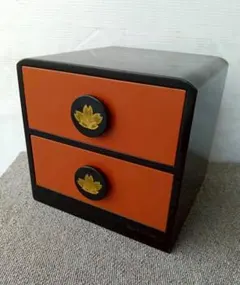 ☆コシノヒロコ 漆器2段引き出し 漆塗り 蓮の花 小物入れ 昭和レトロ☆のサムネイル