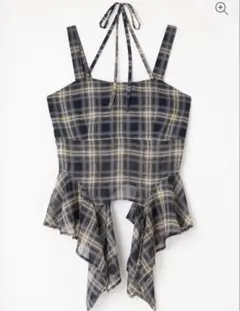 HEM FLARE キャミトップス チェック柄フリルキャミソー NVYのサムネイル