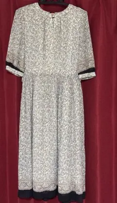 Lamball レトロ 花柄フレアスリーブワンピース L