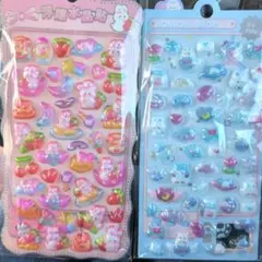 【新品2点セット】 うさぎ ウサギ 立体シール ぷくぷくシール ファンシー雑貨