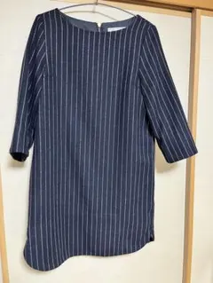 ネイビー ストライプ 五分袖 トップス
