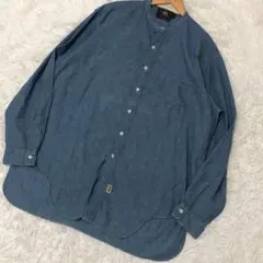 希少◎RRL 三ツ星 バンドカラー デニム シャンブレーシャツ Lサイズのサムネイル