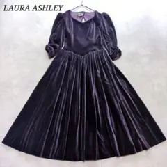 希少✨️LAURA ASHLEY 80sヴィンテージ ベルベットドレス❁パープル