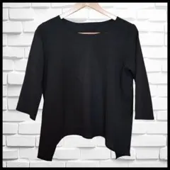 ブラック 五分袖 Tシャツ カットソー レディース シアートップス