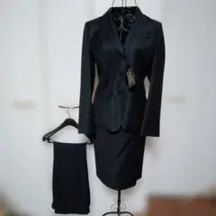 黒ベーシックスーツ3点セット　スカート＆パンツ　新品未使用タグ付　イタリア製生地
