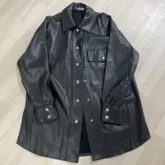 ZARA オーバーサイズ レザー ジャケット 黒 シンプル 綺麗 上品