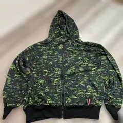 KINGSIZE 緑の葉柄 フルジップパーカー キングサイズ