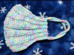タイムセール‼️ハンドメイド　アクリル毛糸　マスクカバー(ハワイアンブルー)‼️