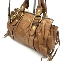 MIU MIU 2wayバッグ VITELLO LUX レザー ブラウン