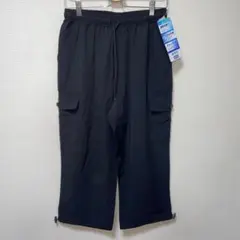新品　接触冷感　ストレッチ　UVカット カーゴパンツ　ブラック　アンクル丈　L