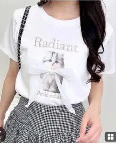INGNI リボン付ねこT 半袖 夏服 レディース