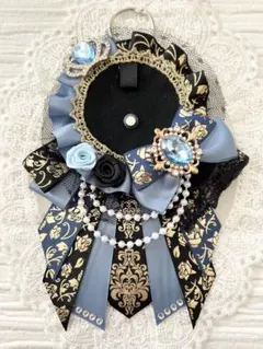 ୨୧1766 ハンドメイド 痛ロゼット♡アンティークブルー×ブラック