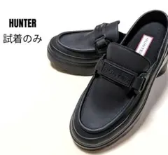 HUNTER　ローファー　24　黒　サンダル　レザー　防水　ハンター　レディースのサムネイル