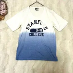 【meolish Coge】グラデーション Tシャツ Mサイズ 半袖 白×青