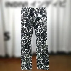 INDIVI インディビ＜S＞花柄パンツレディース 白黒 カジュアル スリム26