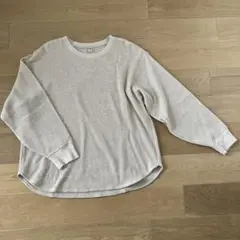 ユニクロ　ワッフルT 長袖　ナチュラル　XL