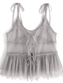 GRL チュール フリル キャミ ビスチェ　グレー