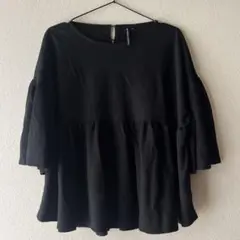 【美品★】HK WORKS LONDON ブラックペプラムシャツ Lサイズ