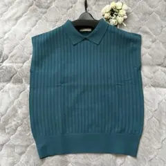 any FAM ブルーグリーン　フレンチスリーブ　サマーニットトップスのサムネイル
