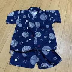 ネイビー 水玉模様 甚平　80cm