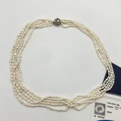 未使用✨淡水パール　５連　ネックレス　ライスパール　ケシパール　天然
