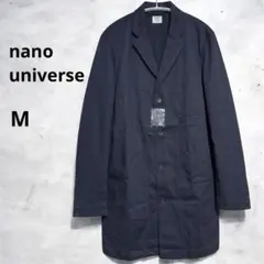 ナノユニバース チェスターコート ミドル丈 ロングジャケット M 紺 ネイビー