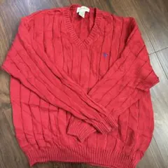Eddie Bauer 赤 Vネックセーター M