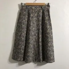 90's vintage フレアスカート ブラック系 花柄