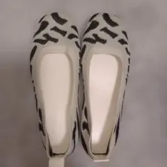 未使用◎ ニットフラットシューズ ゼブラ柄37サイズ