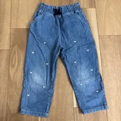 デニムブルー ハート刺繍 ロングパンツ 95-105cmのサムネイル