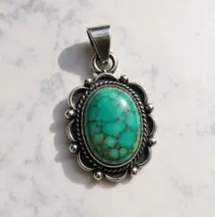 インディアンジュエリー Sioux 刻印 ターコイズ ペンダントトップ