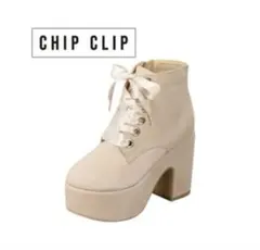 CHIPCLIPベージュレースアップブーツ Lサイズ 厚底ブーツ 量産型スナ系♡