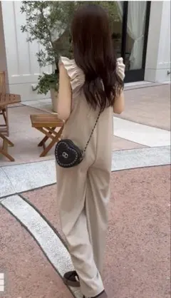 GRL ショルダーフリルバックリボンオールインワン