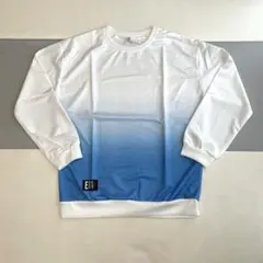 グラデーション 白×青 クルーネック カットソー メンズ トップス Lサイズ