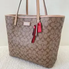 【美品】COACHトートバッグ シグネチャー ハンドバッグ 肩掛け