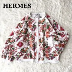 HERMES スウェットカーディガン 花柄 M スナップボタン コットン 鑑定済のサムネイル