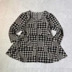Aライン チュニック 総柄 千鳥格子 パッチワーク モノトーン モード 90s