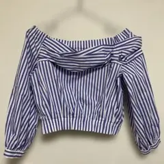 ZARA ストライプ オフショルダー ブラウスのサムネイル