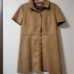 ZARA ブラウン 半袖 ひざ丈ワンピース M