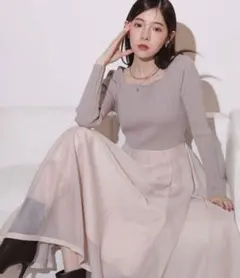 美品　Rirandture 長袖エアリードッキングワンピース　サイズ1