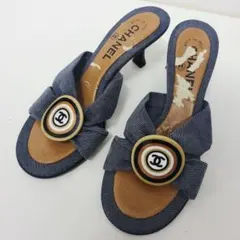 こ*ぺ様 シャネル CHANEL ミュール サンダル ココマーク デニム